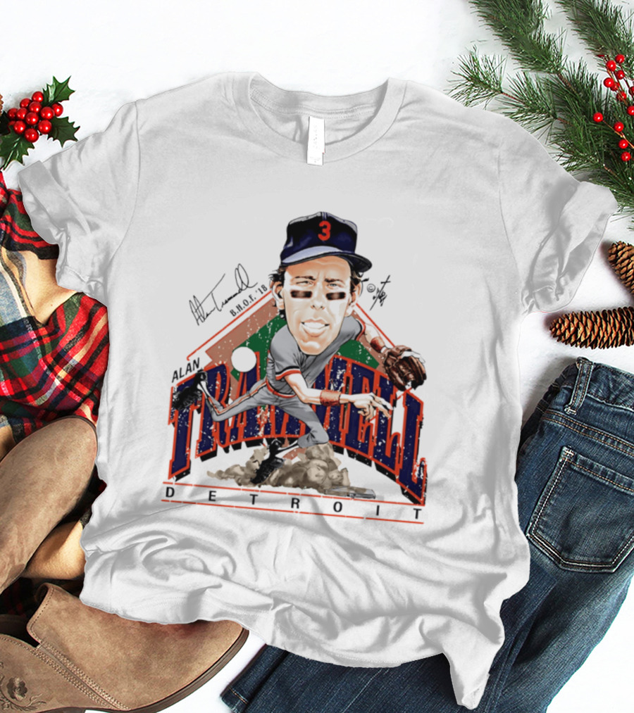 Alan Trammell Detroit Tigers Bruce Stark Collection Signed Caricature T-Shirt