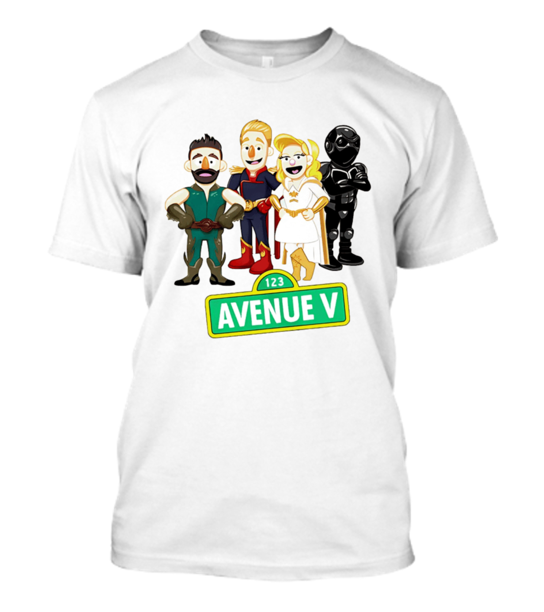 123 Avenue V Cartoon Characters Crossover Ensemble T-Shirt