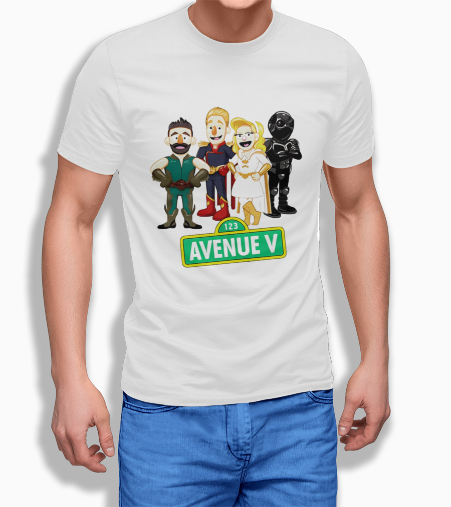 123 Avenue V Cartoon Characters Crossover Ensemble T-Shirt
