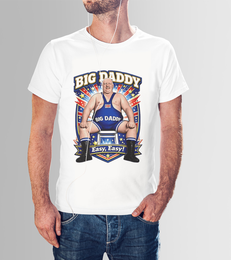 Big Daddy Easy Easy British Wrestler Stars Stripes T-Shirt