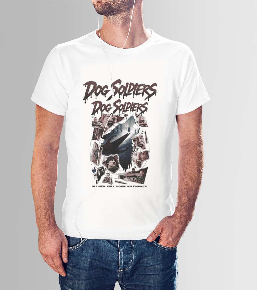 Dog Soldiers Horror Movie Inspired Design With Dramatic Red And Blue T-Shirt