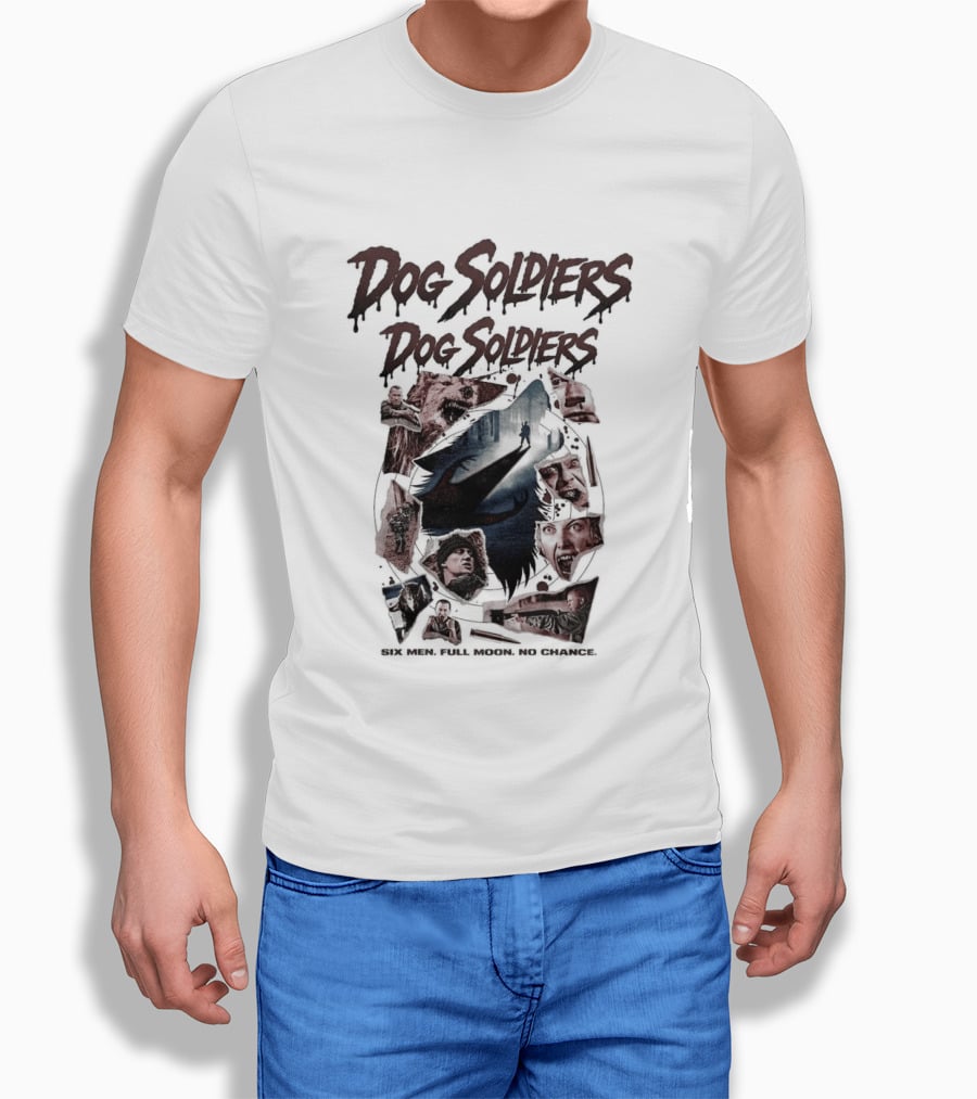 Dog Soldiers Horror Movie Inspired Design With Dramatic Red And Blue T-Shirt