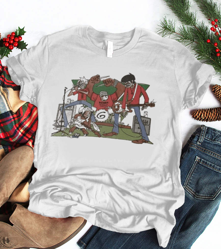 Gorillaz Character Band Illustration With Instruments T-Shirt