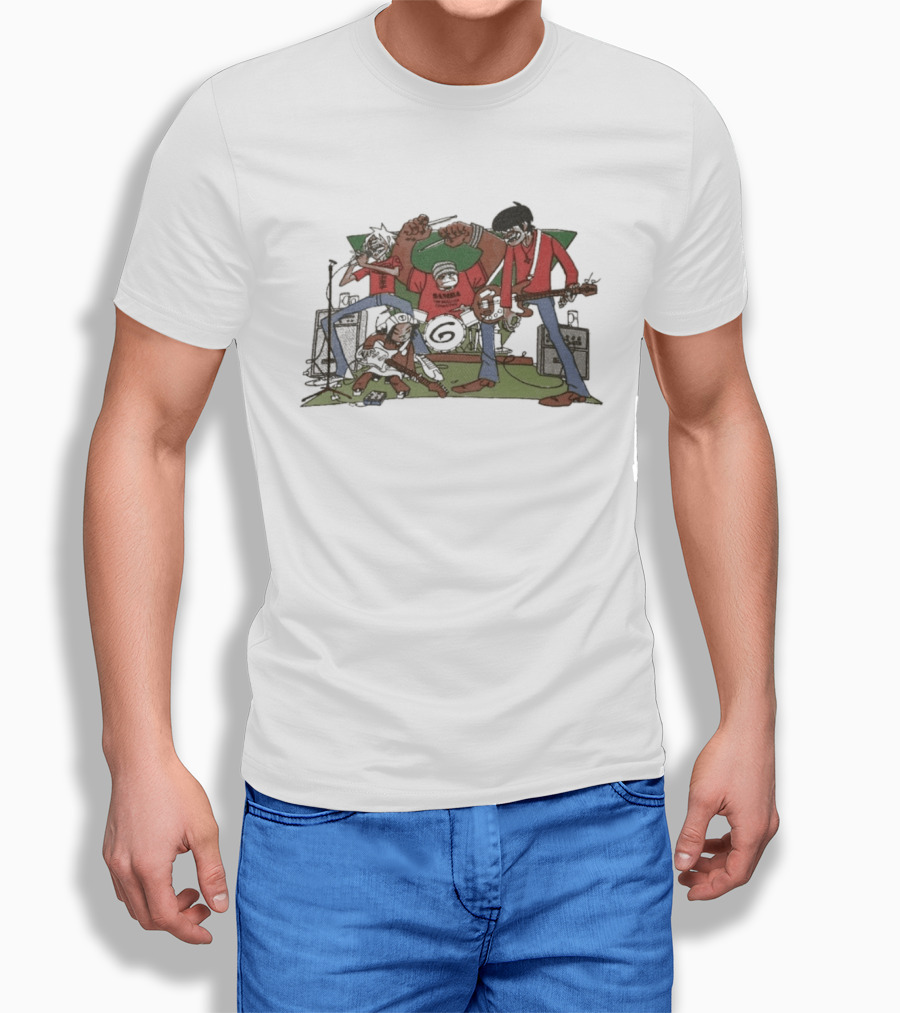Gorillaz Character Band Illustration With Instruments T-Shirt