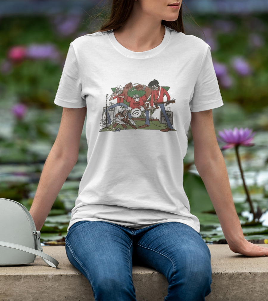 Gorillaz Character Band Illustration With Instruments T-Shirt
