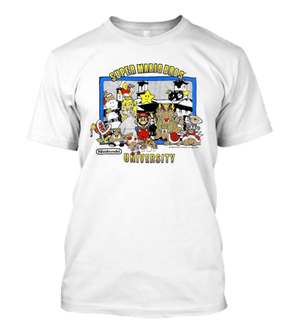 Super Mario Bros University 1988 Nintendo Classic Video Game Characters T-Shirt