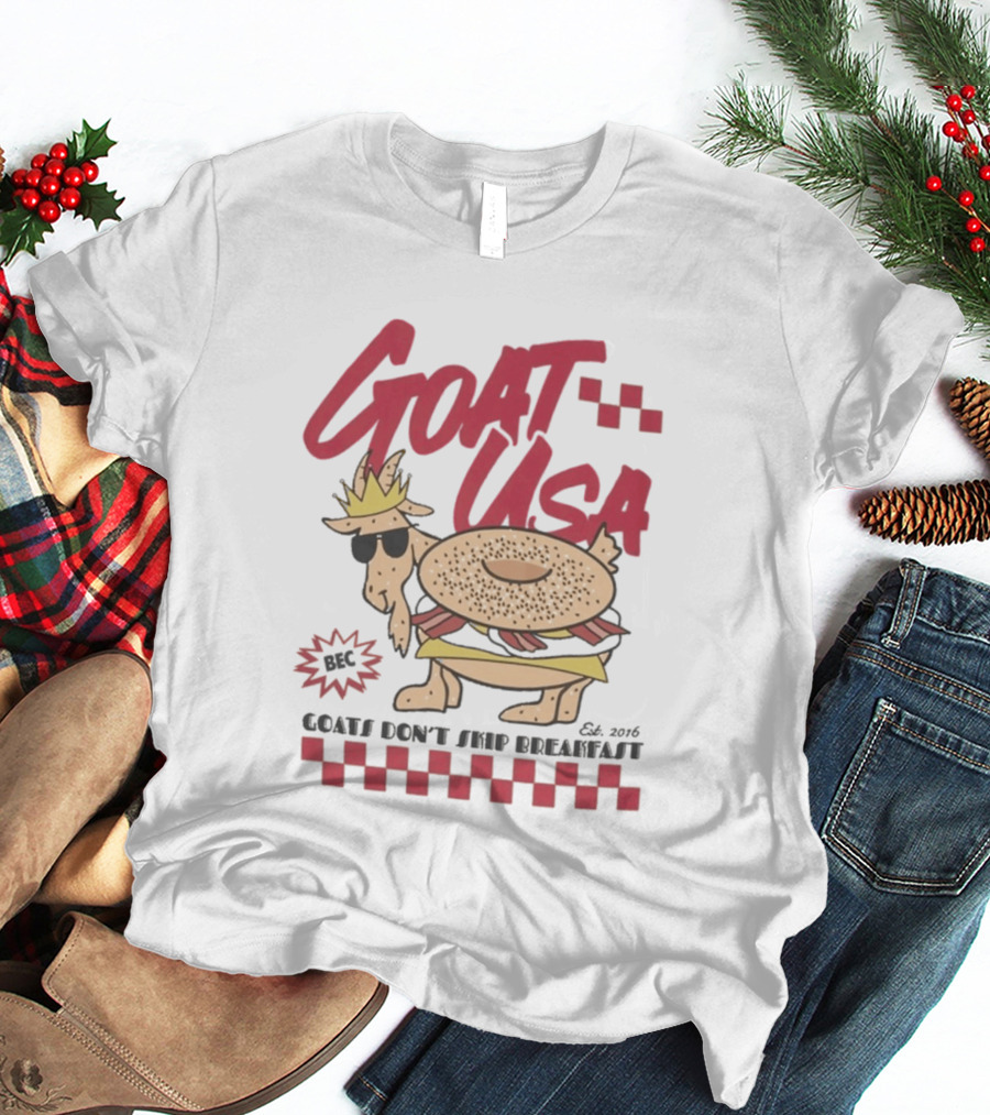 GOAT USA Bagel Goat Goats Don't Skip Breakfast T-Shirt