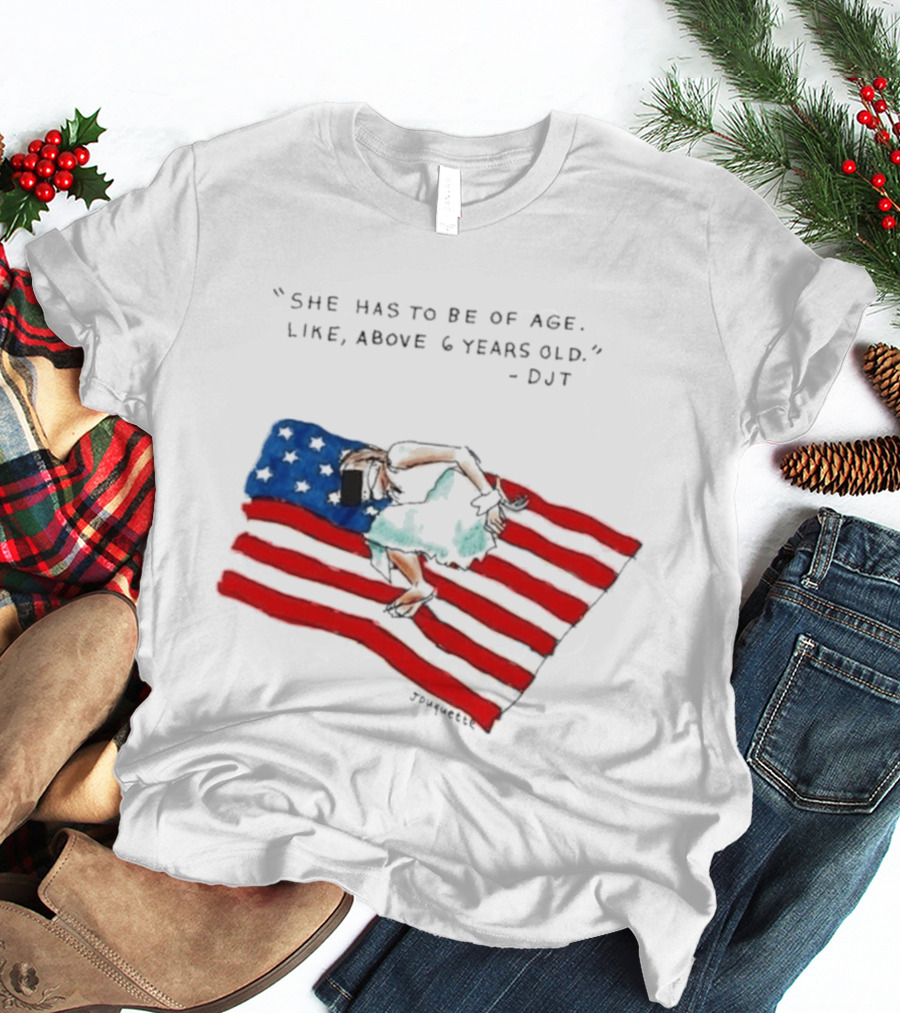 She Has To Be Of Age Like Above 6 Years Old DJT USA Flag T-Shirt