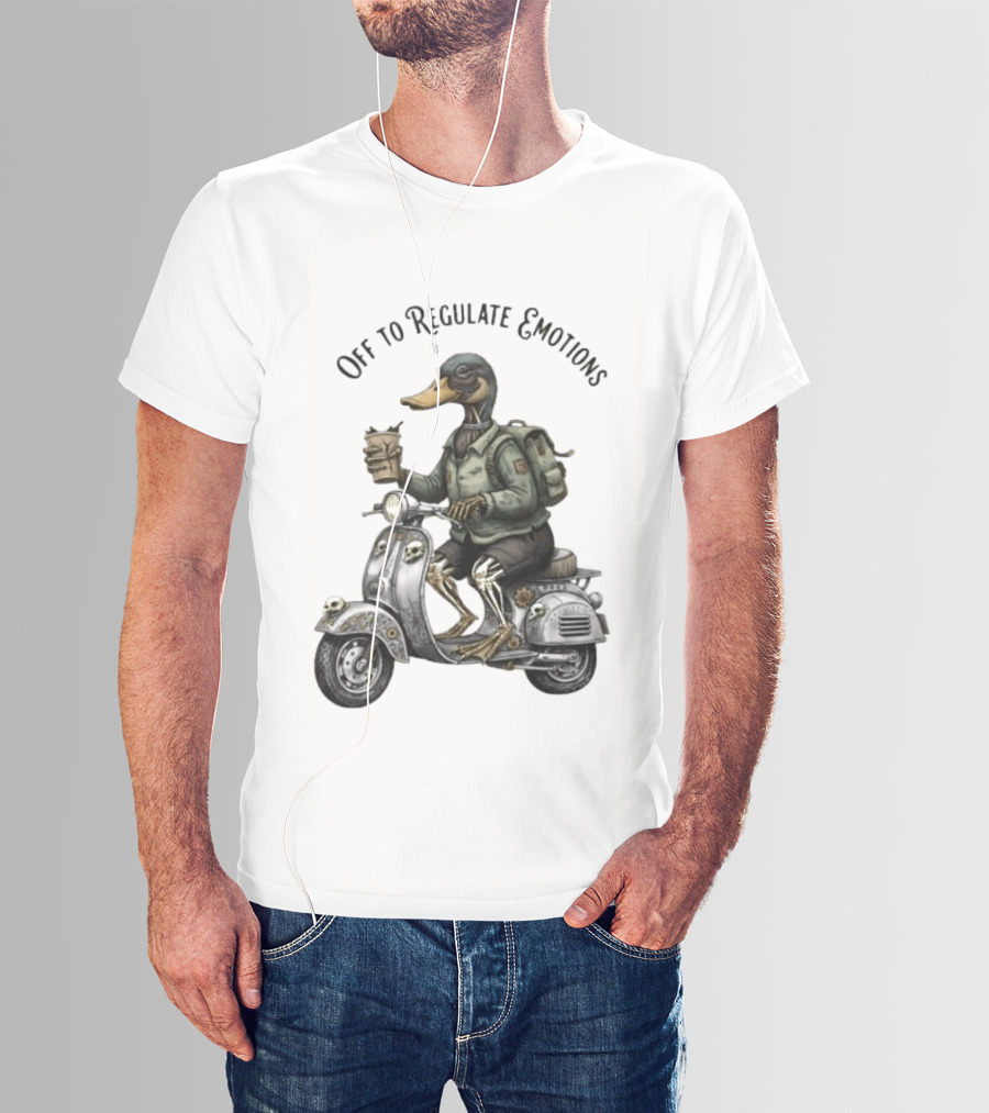 Zombie Duck Riding Scooter Off To Regulate Emotions T-Shirt