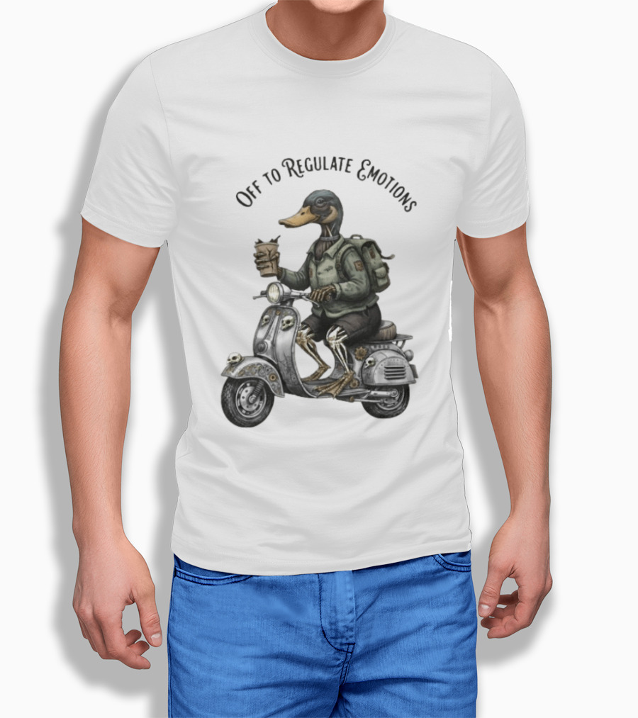 Zombie Duck Riding Scooter Off To Regulate Emotions T-Shirt