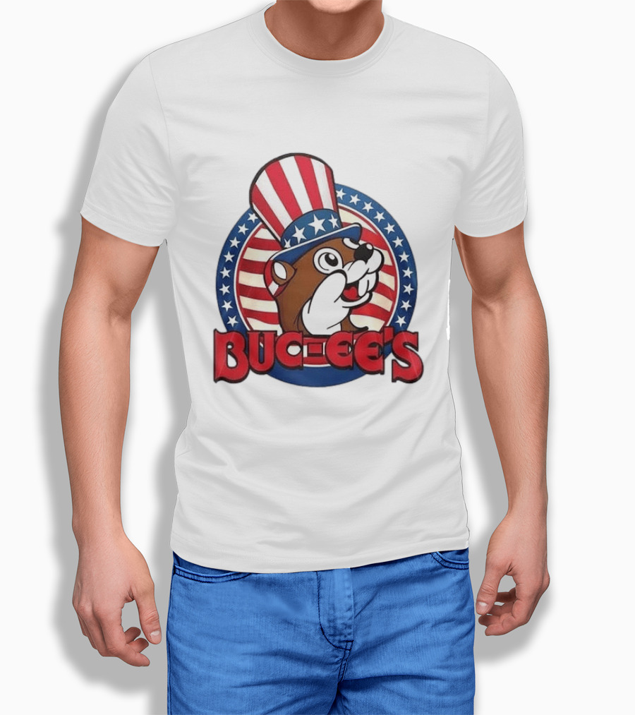Buc Ee's Patriotic Uncle Sam Beaver USA Stars And Stripes 250th Anniversary T-Shirt