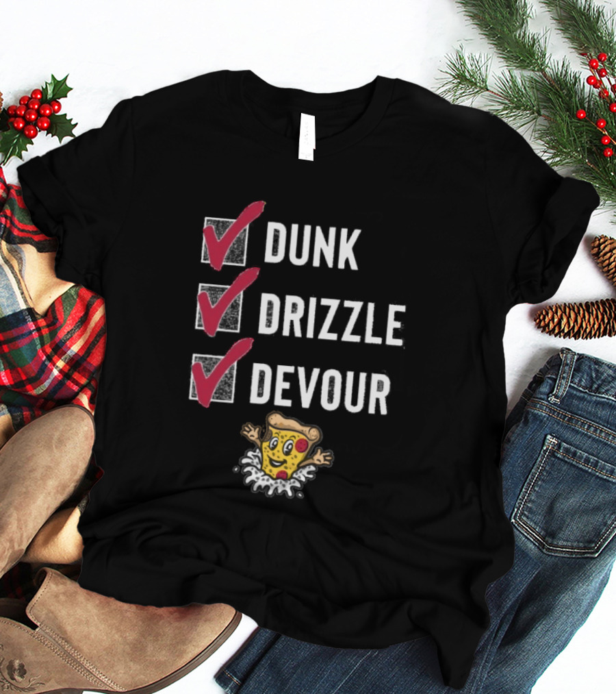 Tulsa Ranch Dippers Dunk Drizzle Devour Pizza Checklist T-Shirt