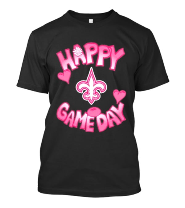 Valentine's Day Happy Gameday New Orleans Saints Fleur De Lis Heart 2025 T-Shirt