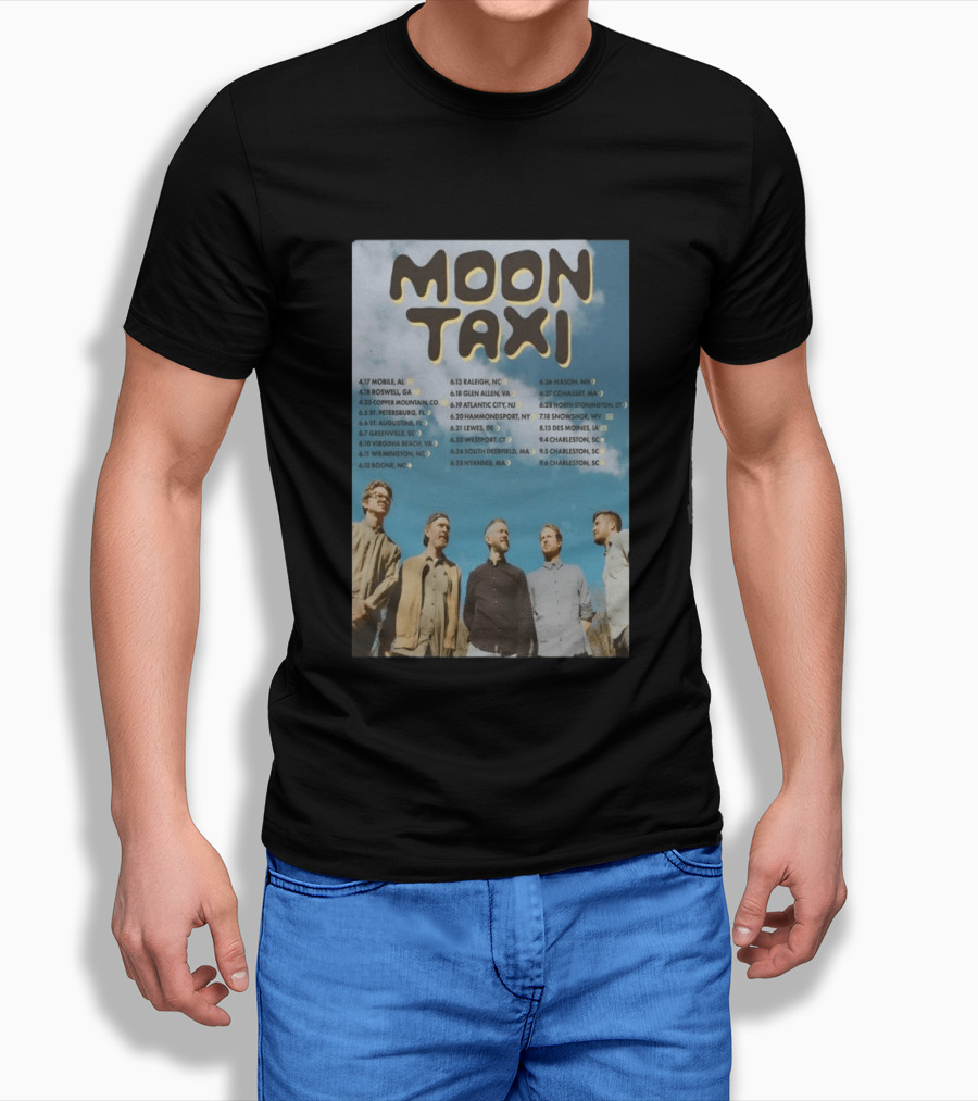 Moon Taxi 2026 Summer Tour Dates With Band Photo Sky T-Shirt