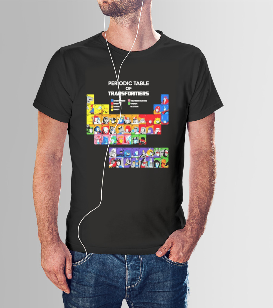 Periodic Table Of Transformers Autobots Decepticons Maximals Predacons T-Shirt