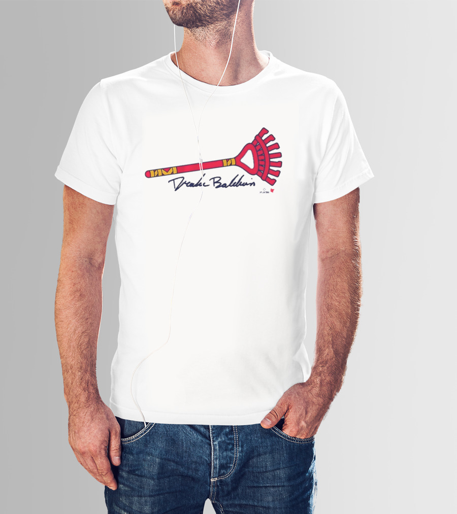 Drake Baldwin Red Yellow Rake Drawing T-Shirt