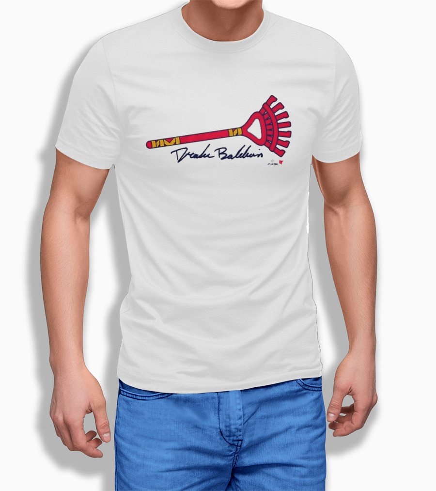 Drake Baldwin Red Yellow Rake Drawing T-Shirt