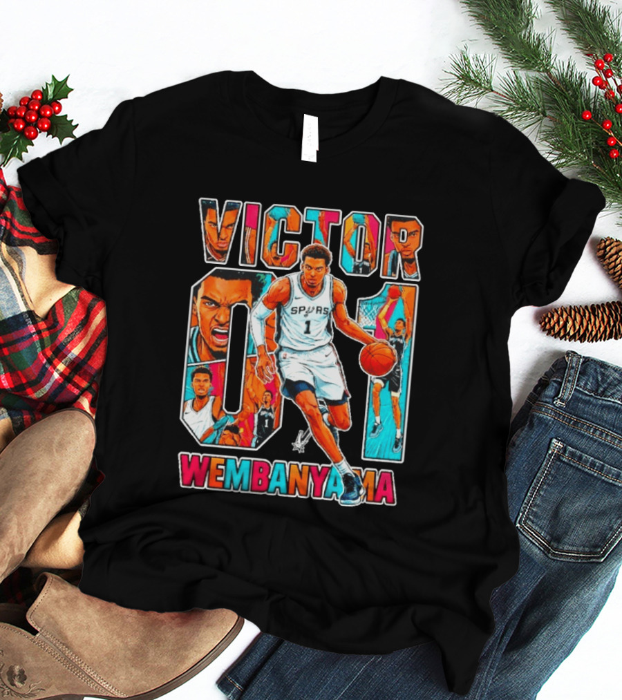 Victor Wembanyama No 1 San Antonio Spurs Comic Fiesta T-Shirt