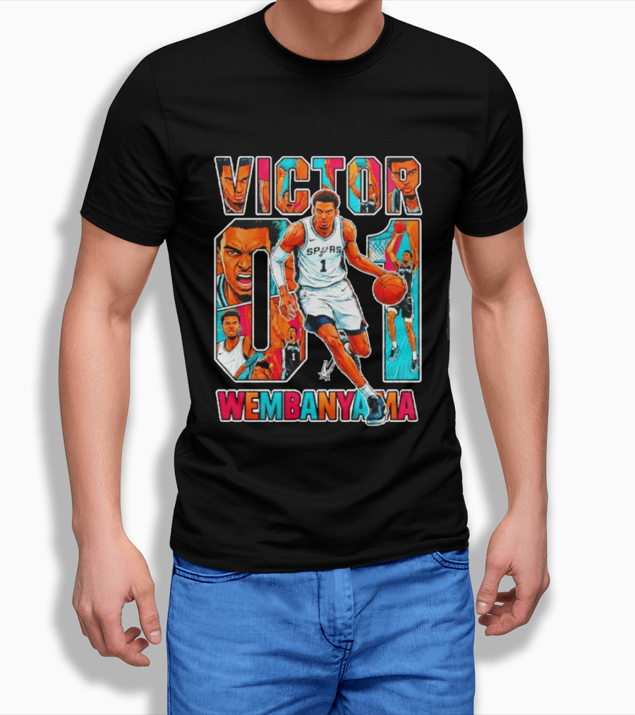 Victor Wembanyama No 1 San Antonio Spurs Comic Fiesta T-Shirt