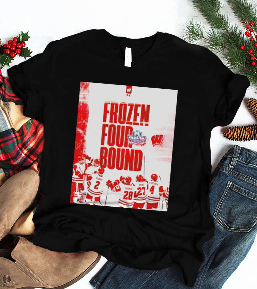 Frozen Four Bound Wisconsin Badgers Men's Ice Hockey Team Celebration T-Shirt