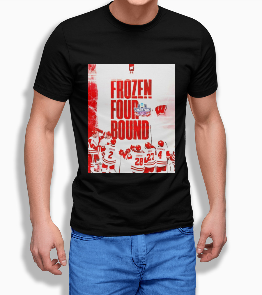 Frozen Four Bound Wisconsin Badgers Men's Ice Hockey Team Celebration T-Shirt