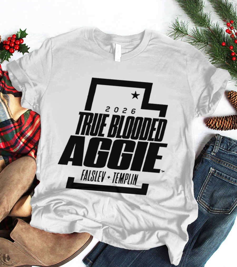 True Blooded Aggie Falslev Templin 2026 Utah State Outline Star T-Shirt