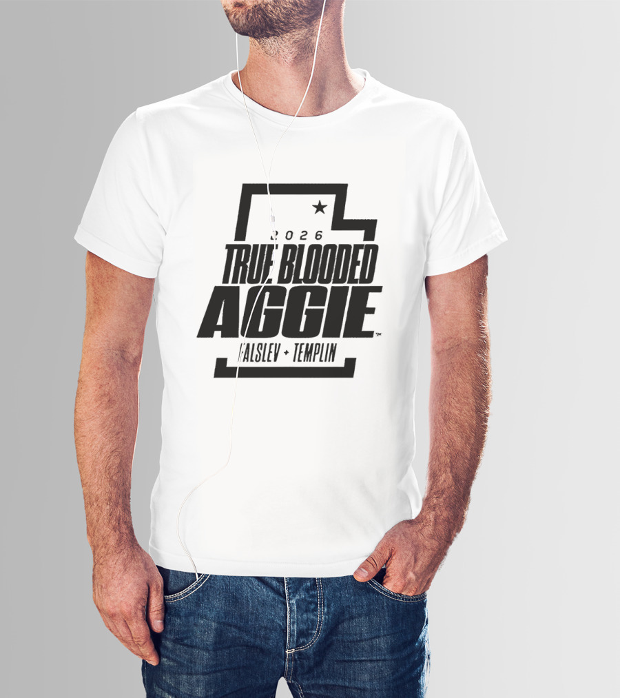 True Blooded Aggie Falslev Templin 2026 Utah State Outline Star T-Shirt