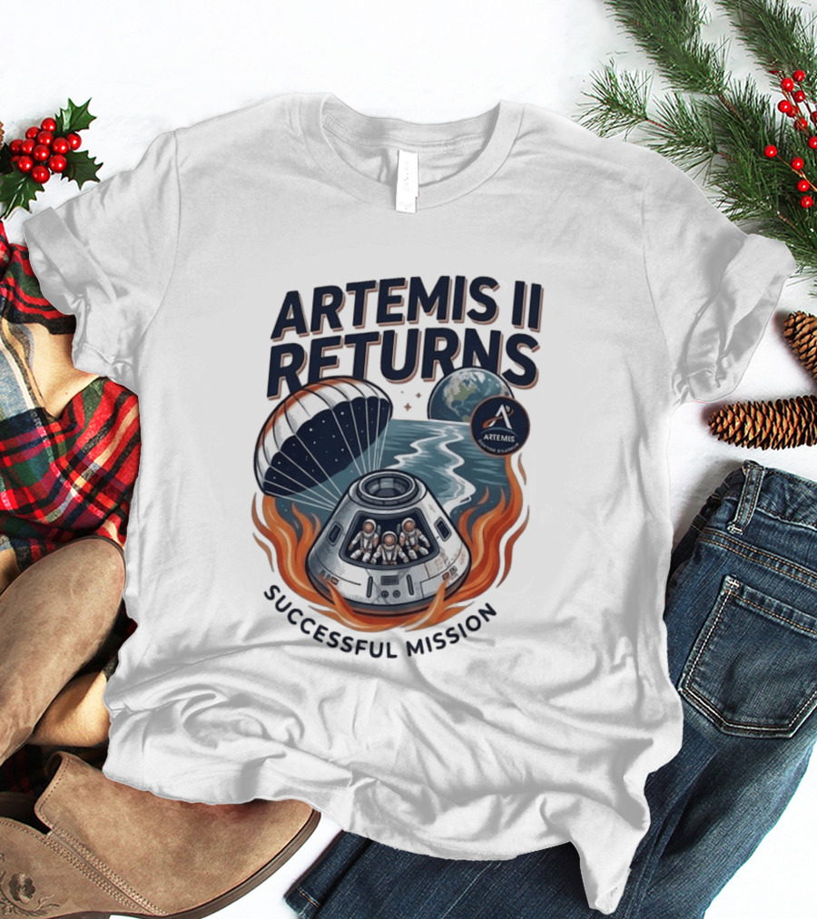 Artemis II Returns Successful Mission Capsule Parachute Earth T-Shirt