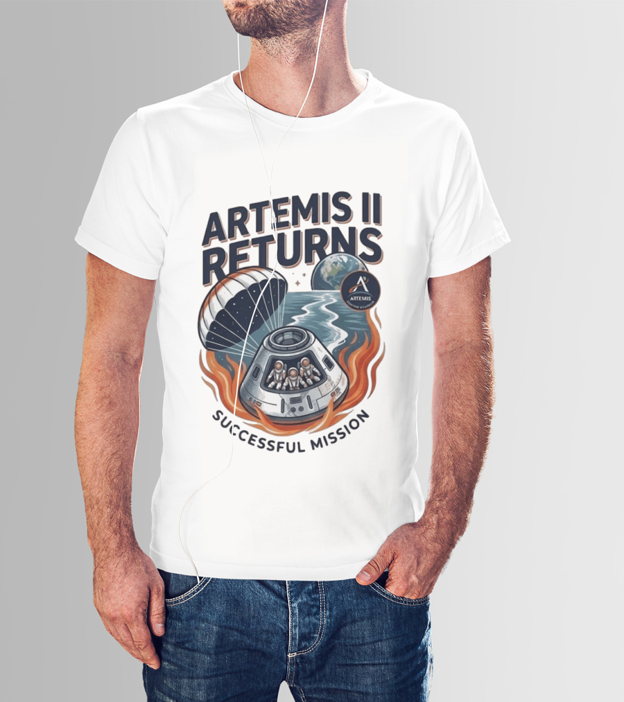 Artemis II Returns Successful Mission Capsule Parachute Earth T-Shirt