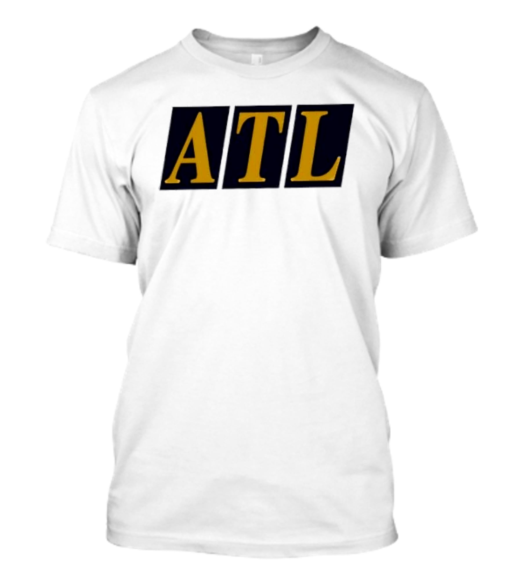 ATL Bold Minimalist Style Gold Text On Black T-Shirt