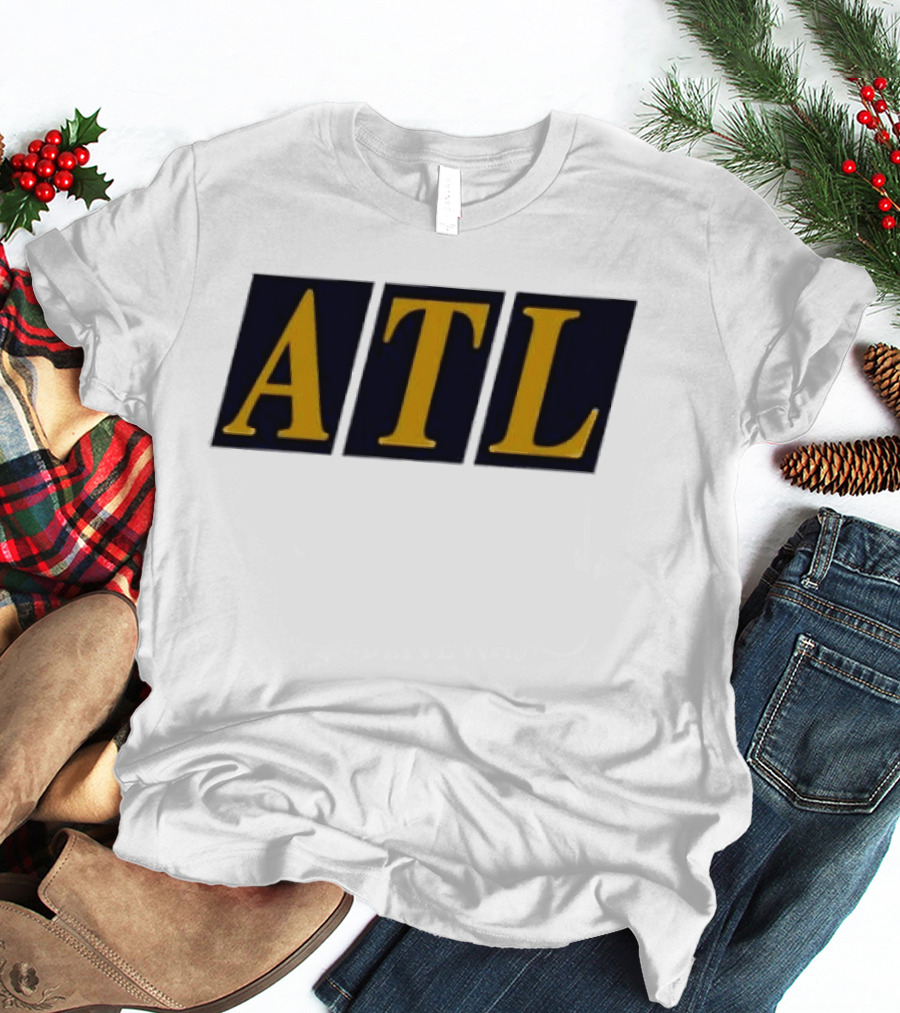 ATL Bold Minimalist Style Gold Text On Black T-Shirt