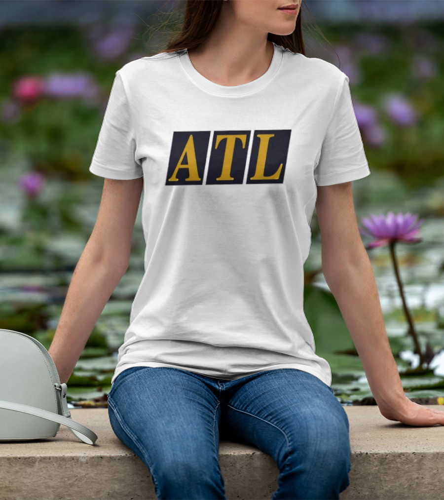 ATL Bold Minimalist Style Gold Text On Black T-Shirt