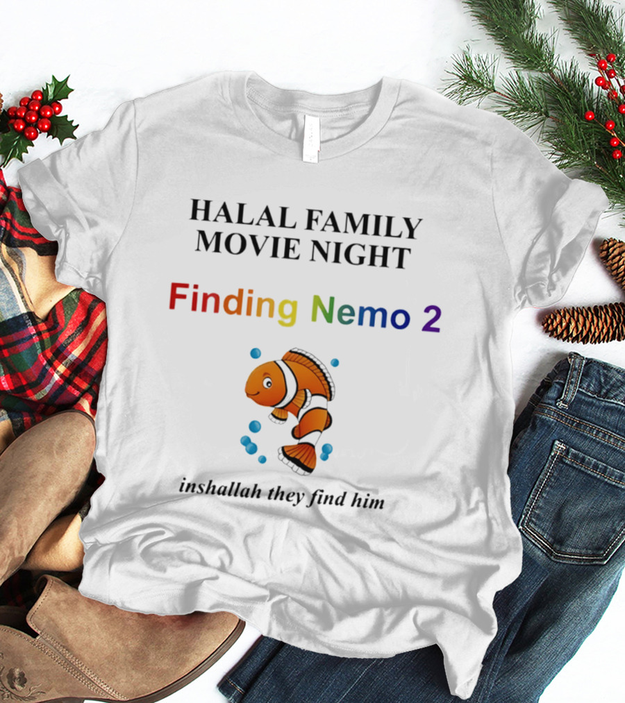 Halal Family Movie Night Finding Nemo 2 Inshallah They Find Him Clownfish T-Shirt