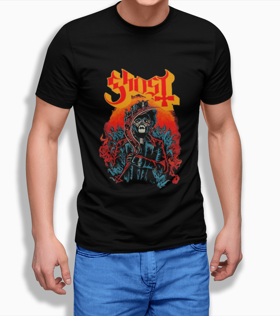 Ghost Black Harvest Grim Reaper Scythe T-Shirt