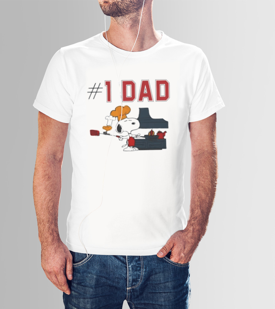 Snoopy #1 Dad BBQ Chef Cooking Grilling Peanuts Comic Strip T-Shirt
