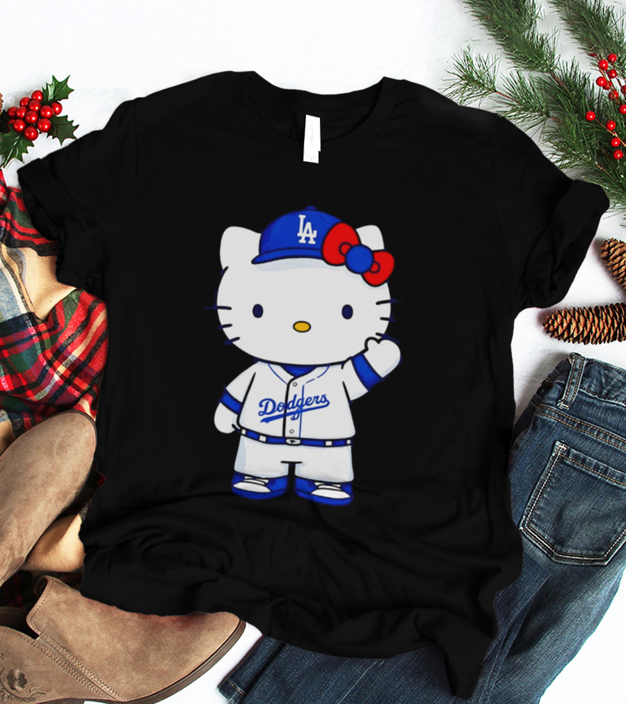 Hello Kitty Los Angeles Dodgers MLB Baseball Collaboration Fan T-Shirt