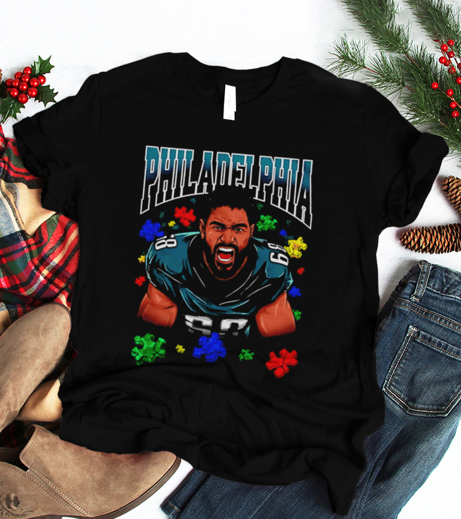 Jalen Carter Philadelphia Eagles Puzzle Piece Football T-Shirt
