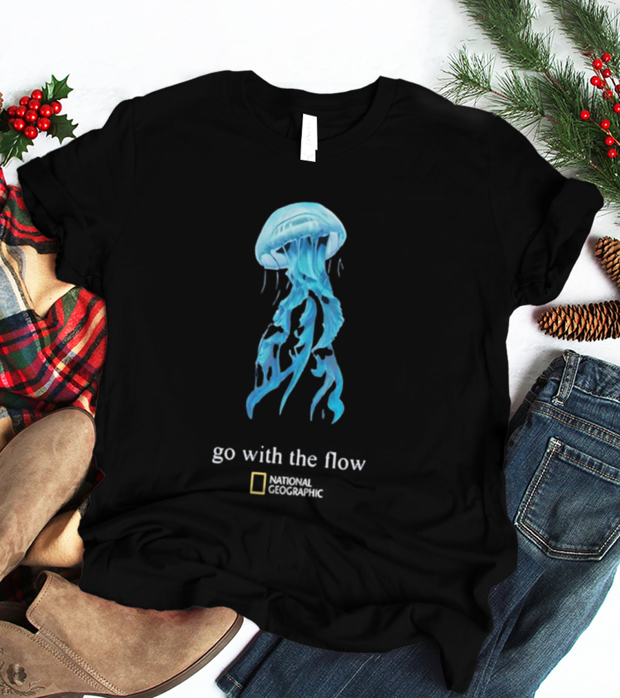 Jellyfish Go With The Flow National Geographic Blue Ocean T-Shirt