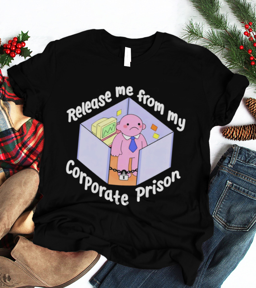 Release Me From My Corporate Prison Cubicle Cartoon T-Shirt
