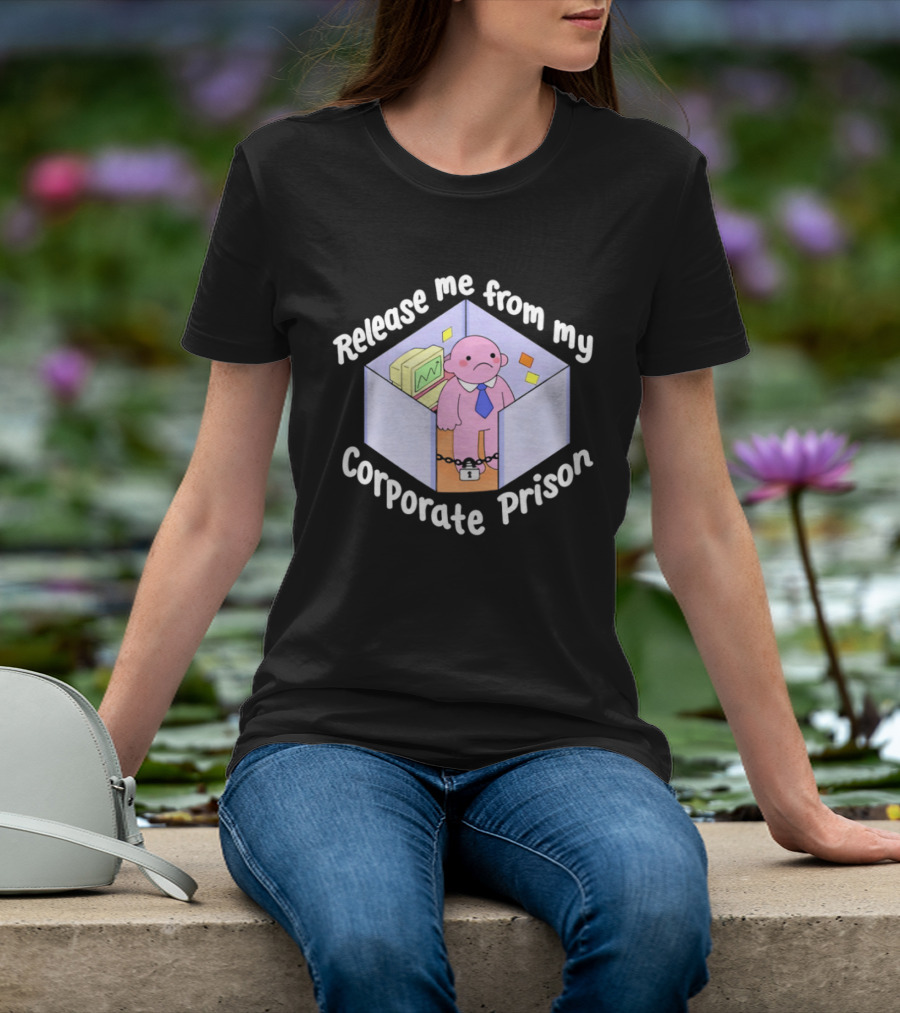 Release Me From My Corporate Prison Cubicle Cartoon T-Shirt