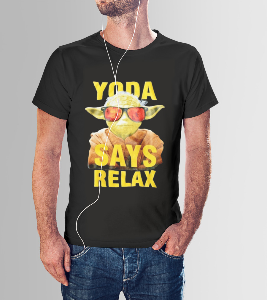 Yoda Says Relax Sunglasses Funny Jedi Master T-Shirt