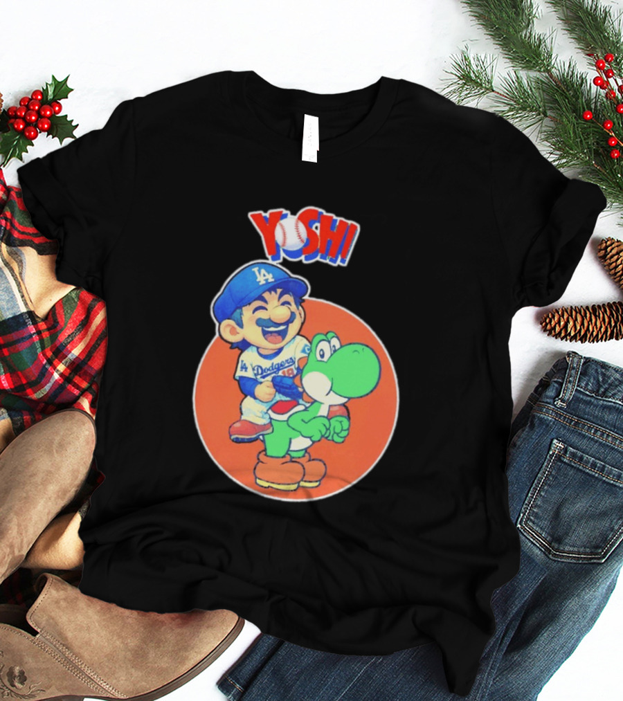 Yoshinobu Yamamoto Los Angeles Dodgers MLB Yoshi Cartoon Dodger Gear T-Shirt