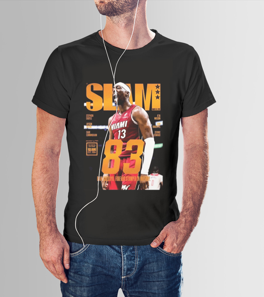 SLAM 261 Bam Adebayo Miami Heat Metal Edition 83 Points Forever Stamped In History T-Shirt