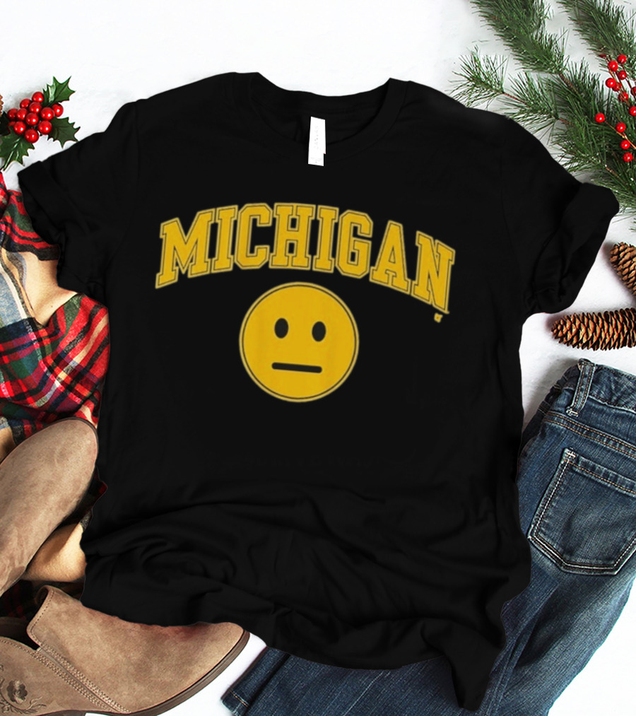Michigan Basketball Yellow Emoji Face T-Shirt