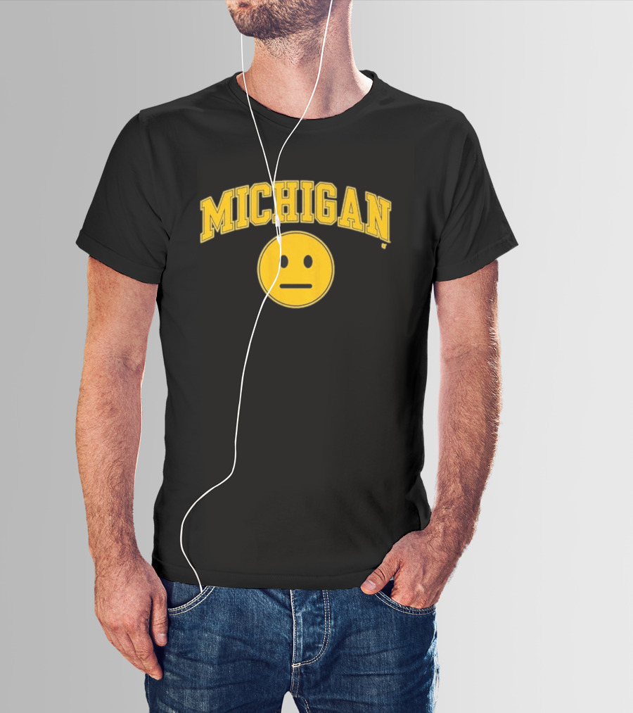 Michigan Basketball Yellow Emoji Face T-Shirt