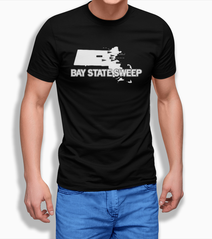 Bay State Sweep Massachusetts Map Landmarks T-Shirt