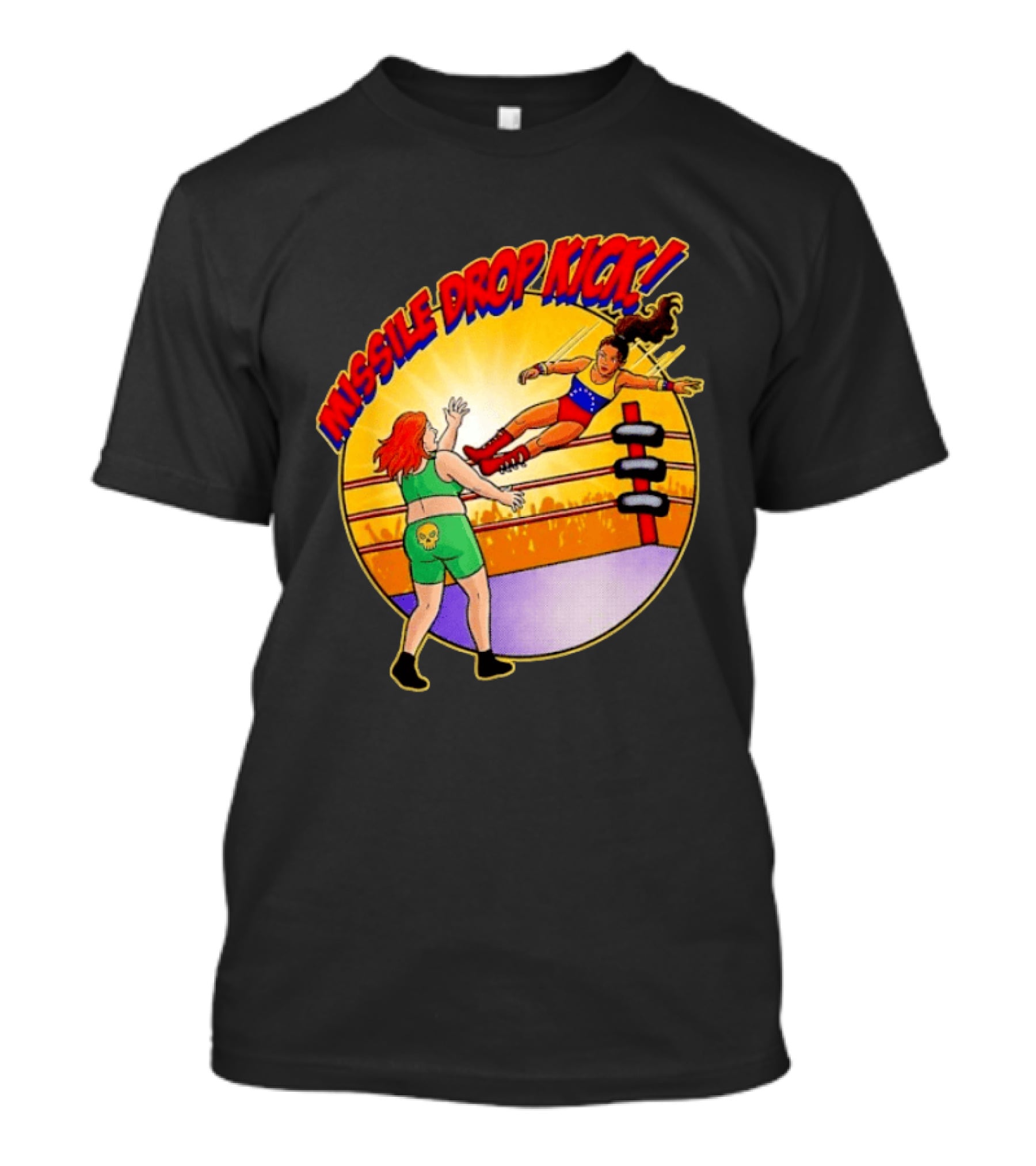Missile Drop Kick Wrestling Move In Classic Ring Showdown T-Shirt