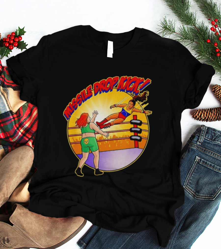 Missile Drop Kick Wrestling Move In Classic Ring Showdown T-Shirt