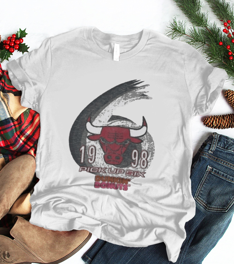 1998 Chicago Bulls Pick Up Six Dunkin' Donuts Promo T-Shirt
