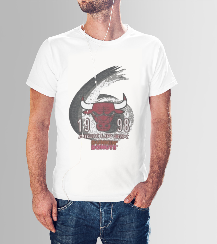 1998 Chicago Bulls Pick Up Six Dunkin' Donuts Promo T-Shirt